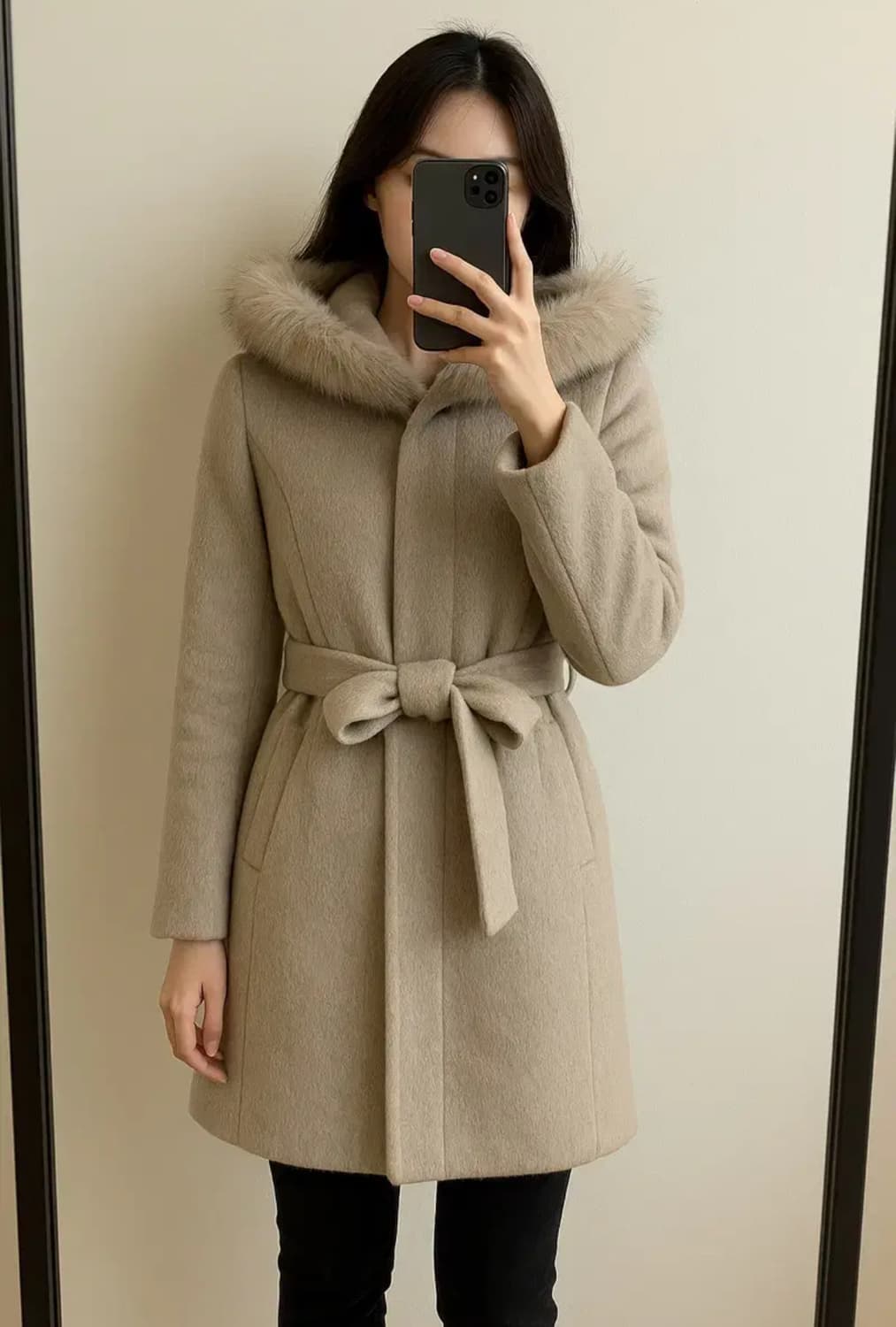 ISABEY 알파카 폭스퍼 후드코트 상품이미지1