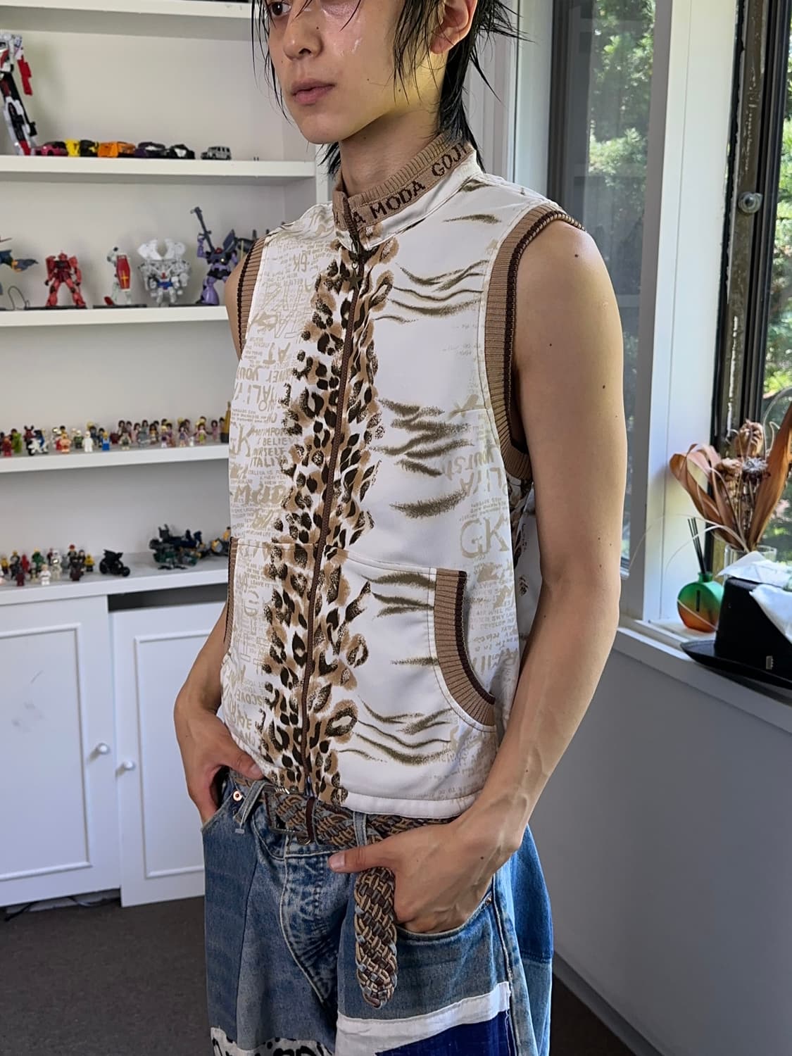 LA MODA GOJI 레오파드 집업 베스트 상품이미지5