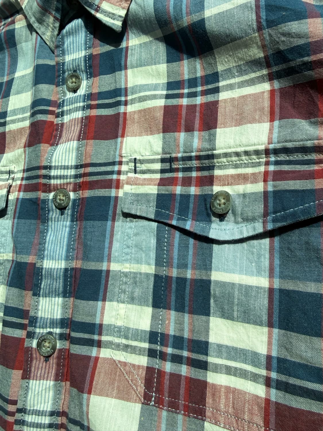 에디바우어 블루 체크 반팔 셔츠 상품이미지3