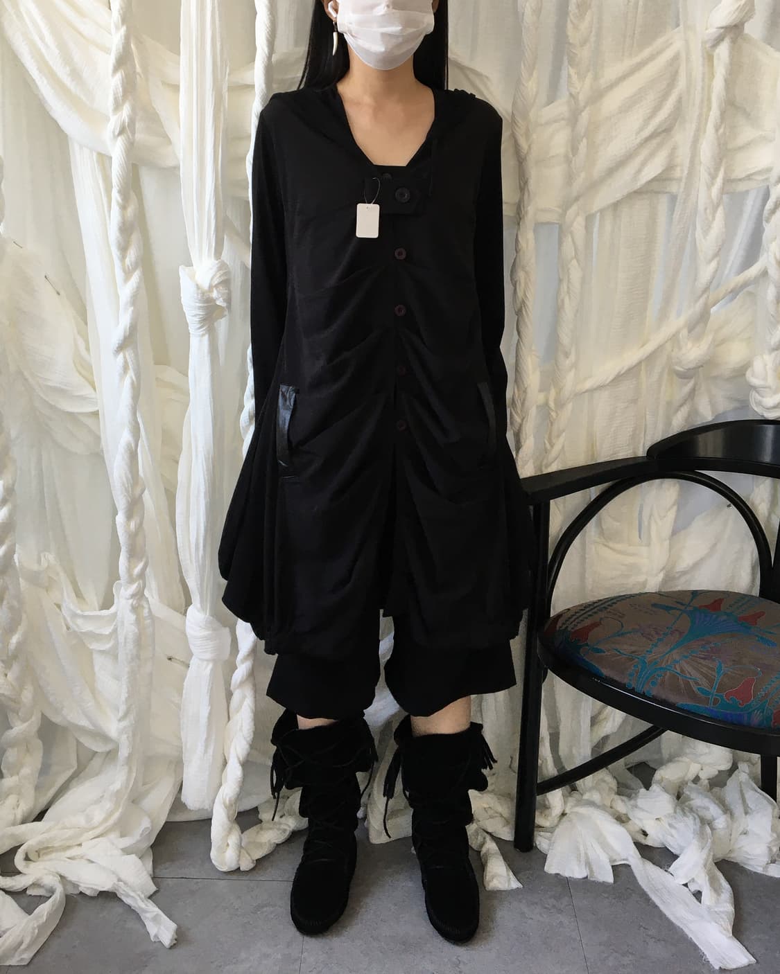 Shirring unbalanced hood coat 상품이미지10