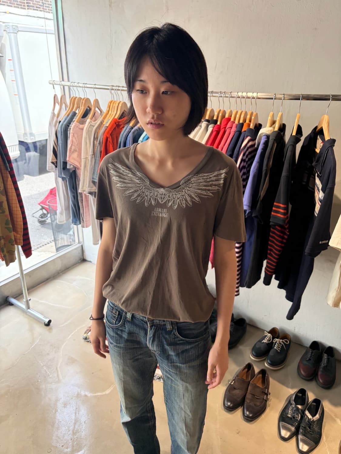 Armani Exchange 브이넥 반팔 티셔츠 S 상품이미지1