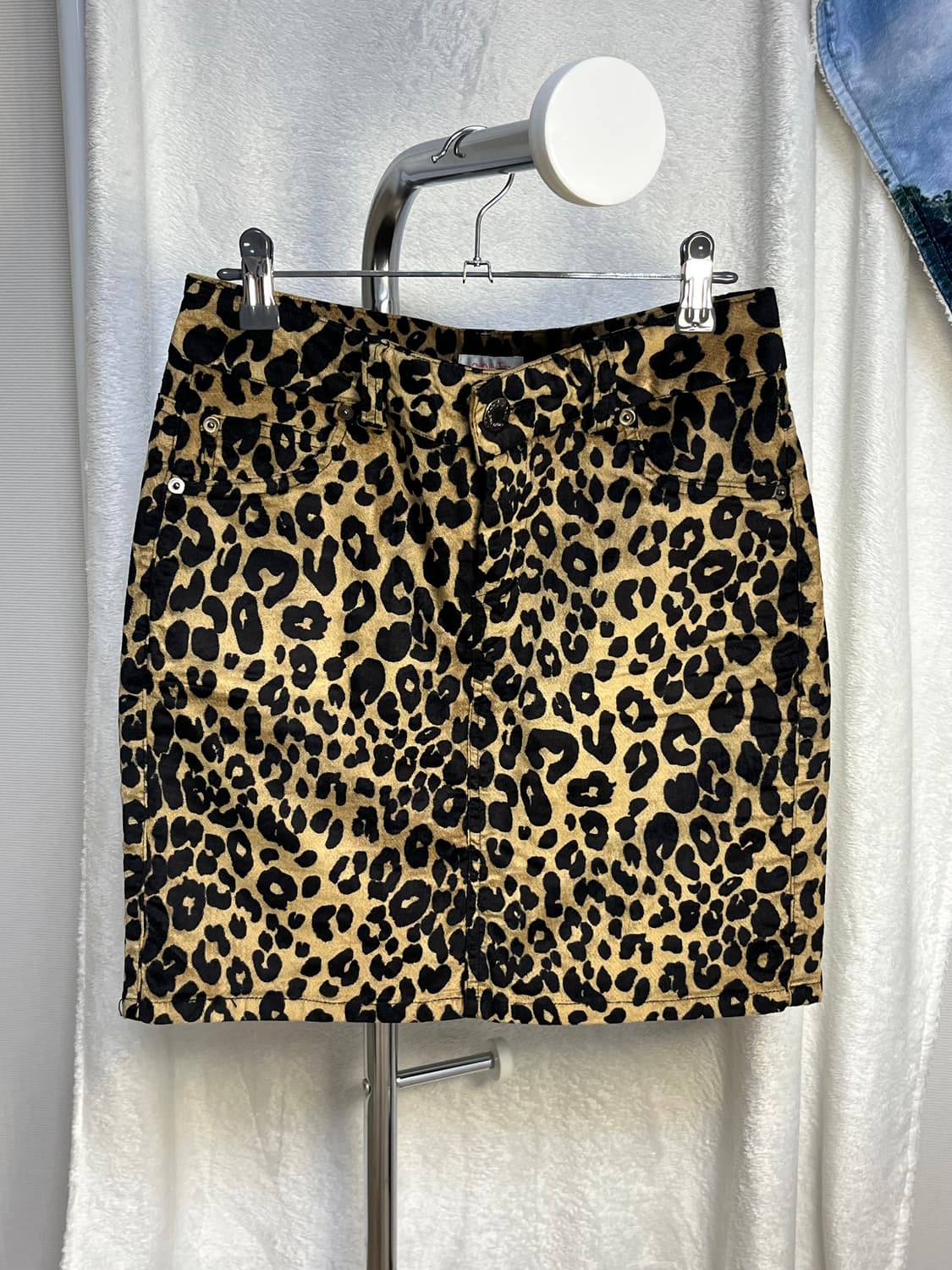 빈티지 숏벨벳 레오파드 미니 스커트 상품이미지5
