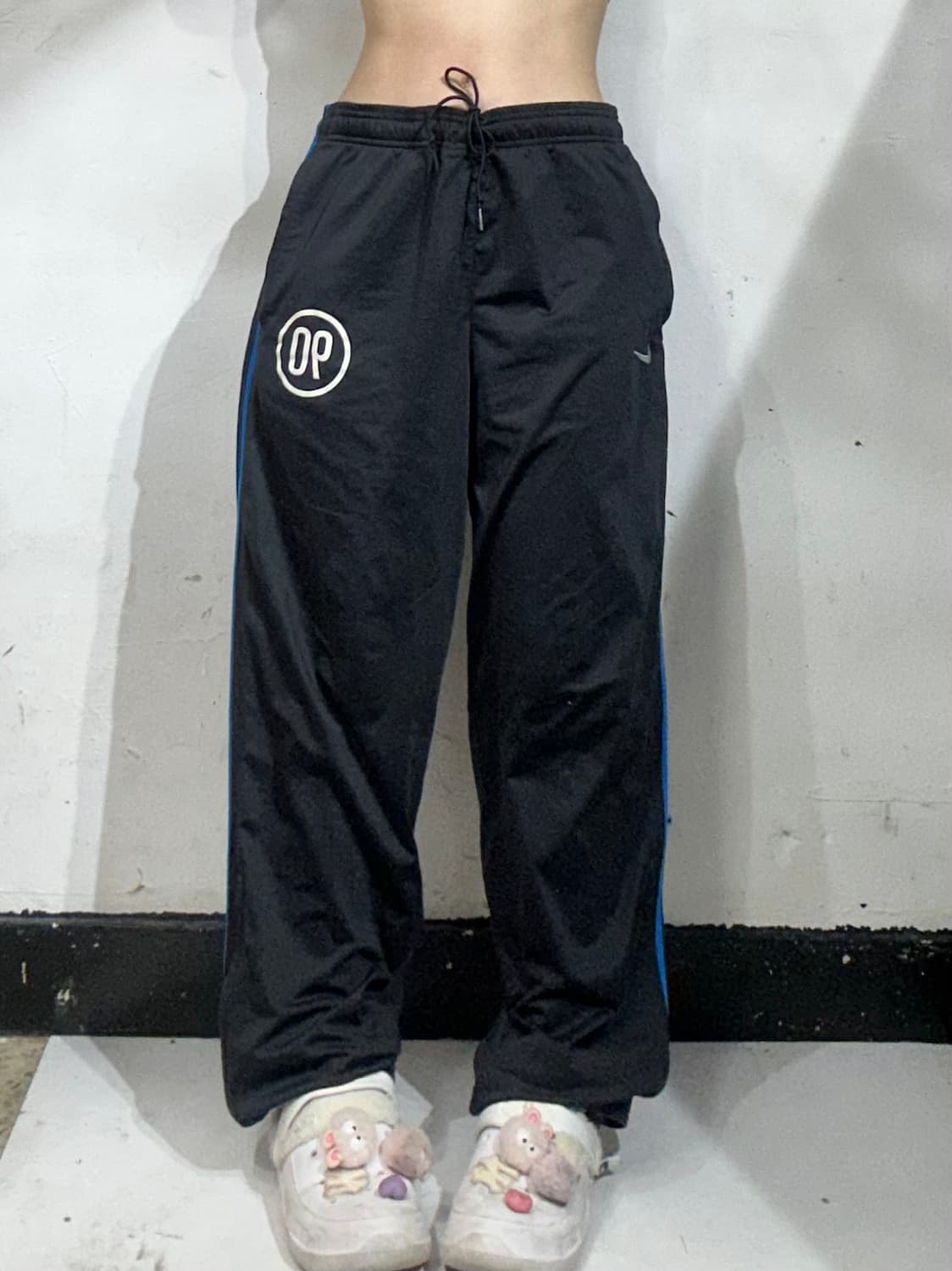 나이키 블랙 블루 사이드 라인 와이드 팬츠 M 상품이미지2