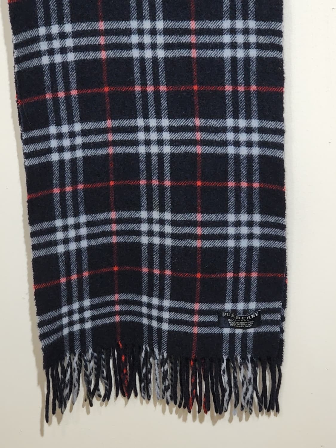 (정품) 버버리 목도리 체크 머플러 네이비 램스울 영국판  상품이미지4