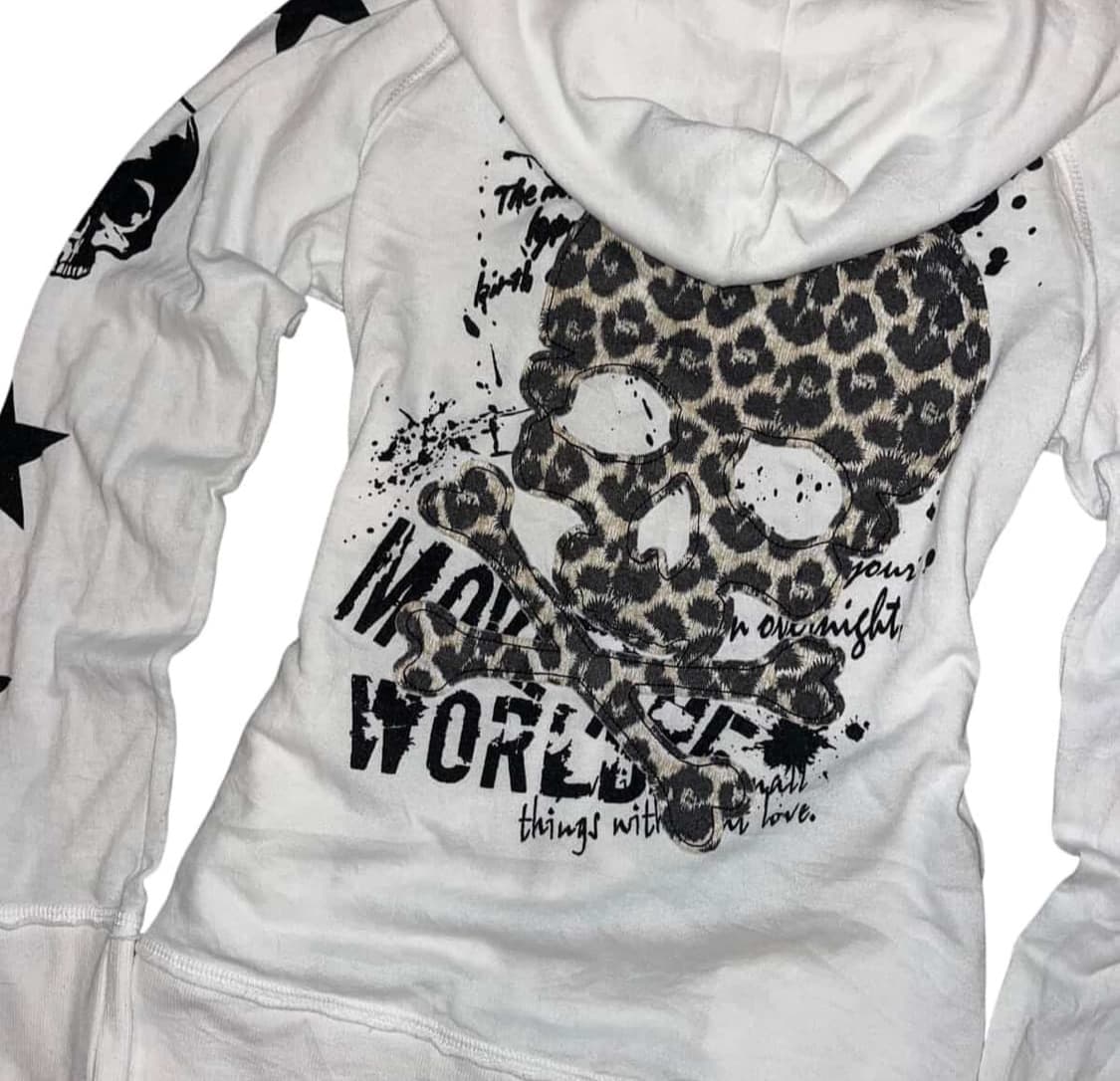 펑크 갸루 해골 레오파드 투웨이 후드집업 [스카이봄버] 상품이미지1
