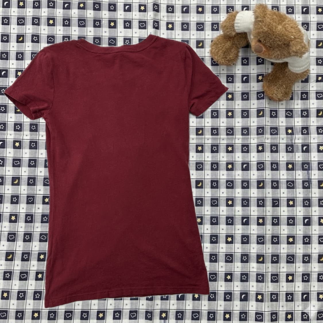Hollister 홀리스터 버건디 프린팅 Y2K 슬림핏 여리 반팔티셔츠 상품이미지2