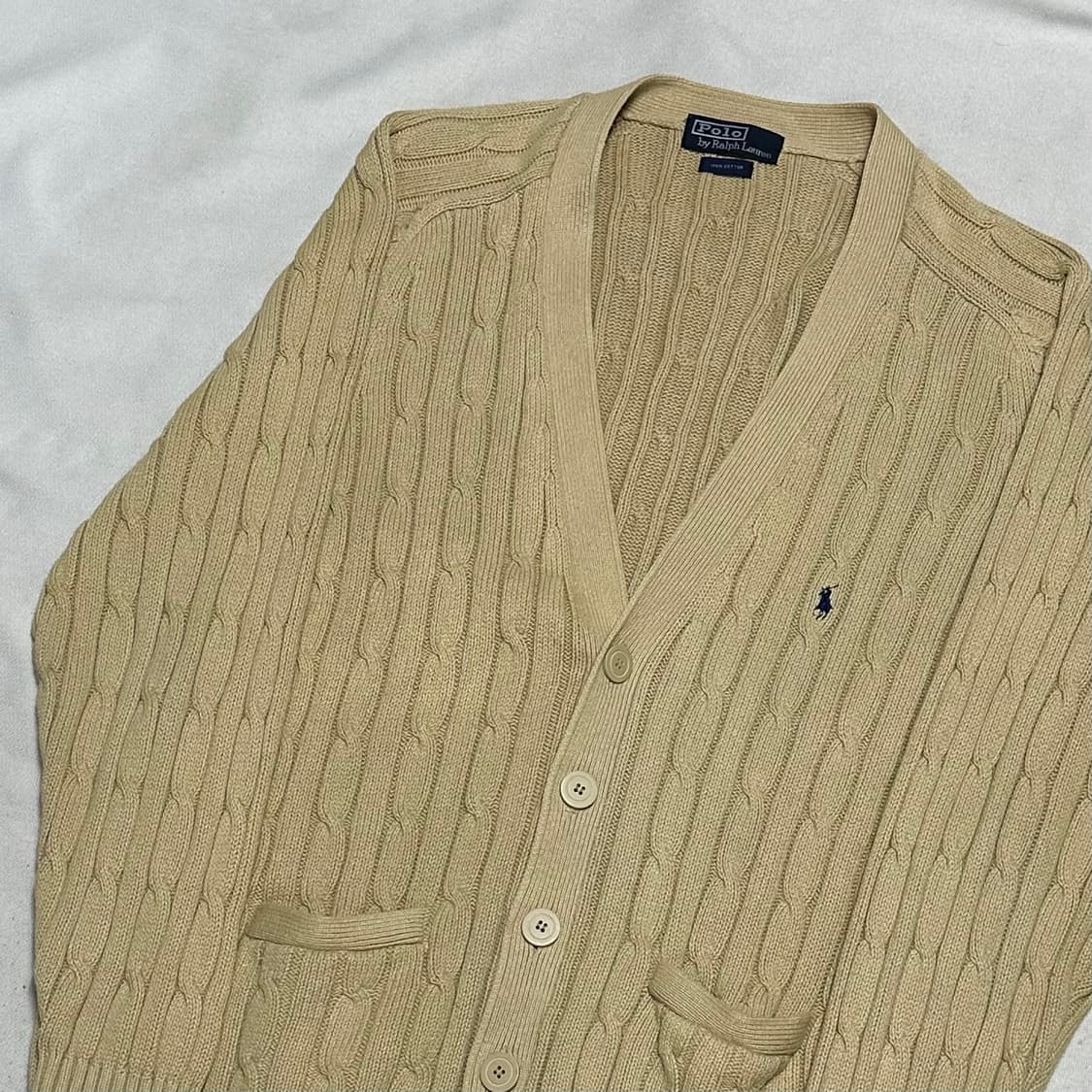 XL 폴로랄프로렌 베이지 케이블 브이넥 가디건 상품이미지1
