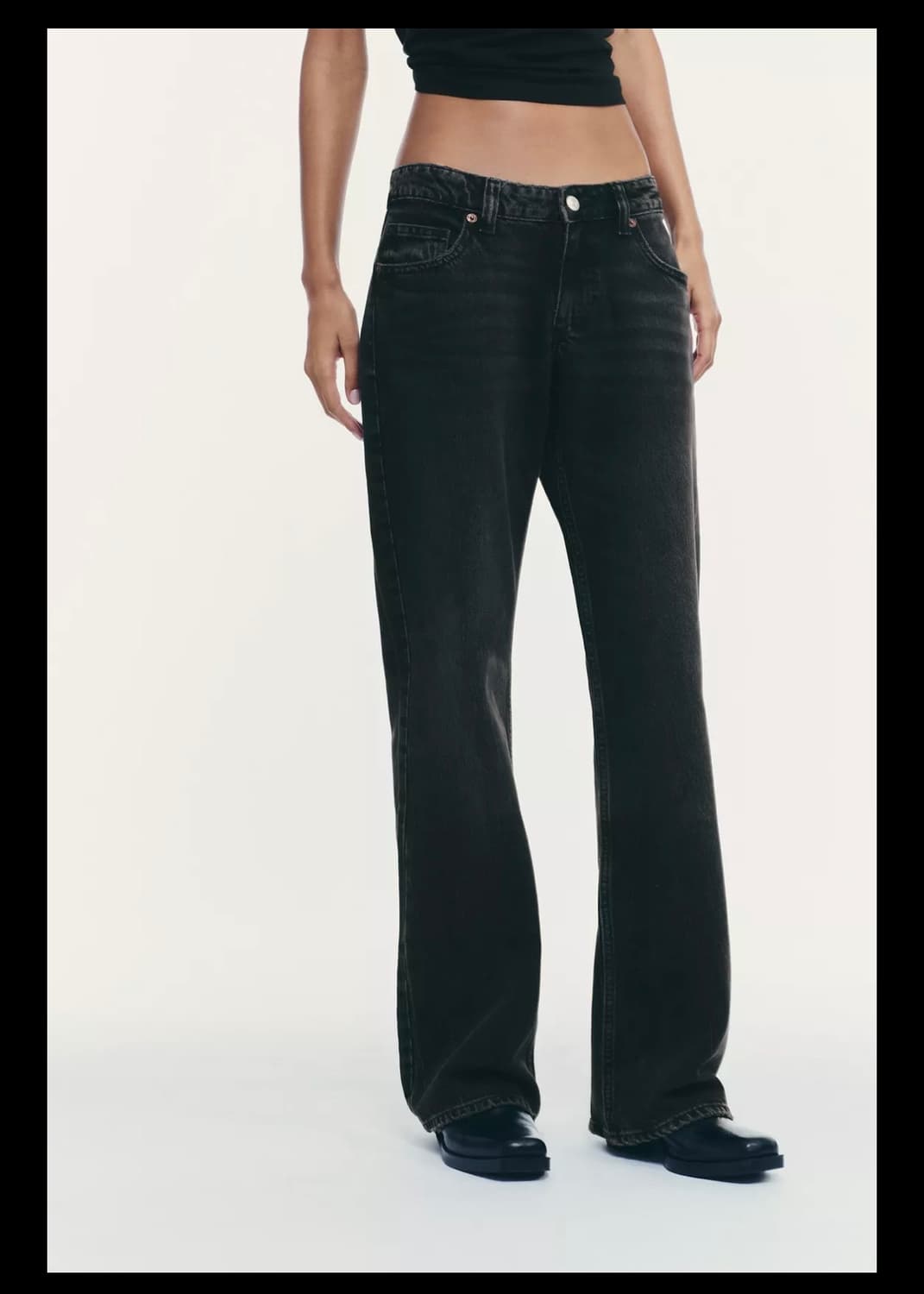 ZARA wide leg 로우라이즈 블랙 36 상품이미지4