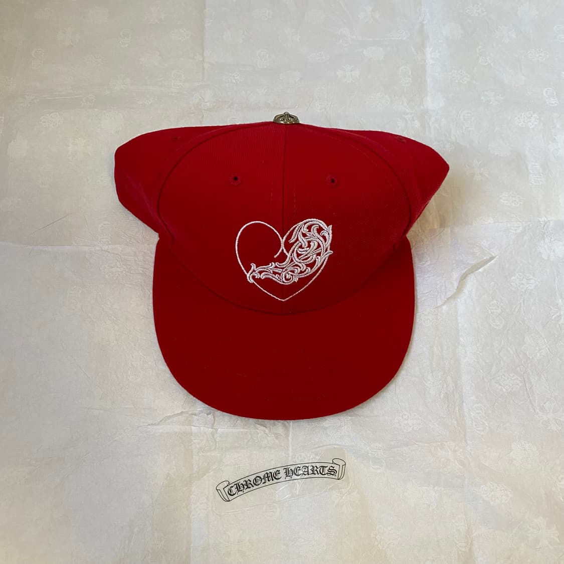 [7 3/4 61.5CM] 크롬하츠 하트 로고 자수 볼캡 레드 상품이미지2