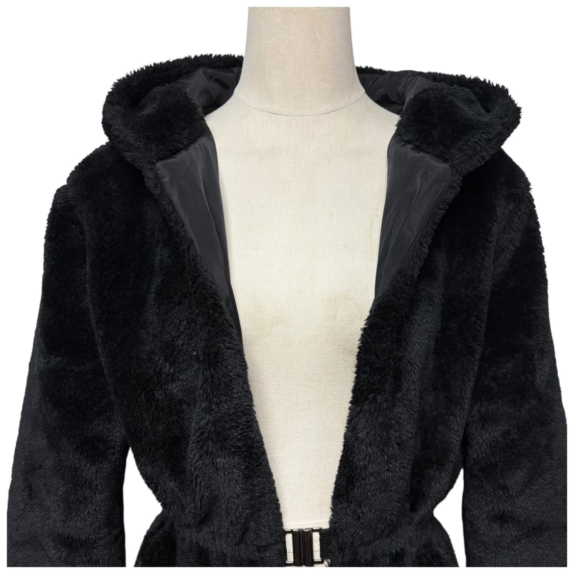 3727 블랙 벨트 버클 후드 퍼자켓 상품이미지2