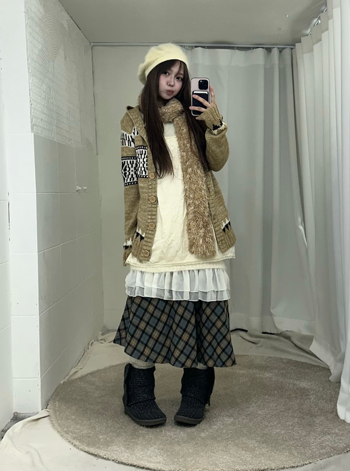 베이지 하구미 모리걸 니트원피스 코디세트 상품이미지1