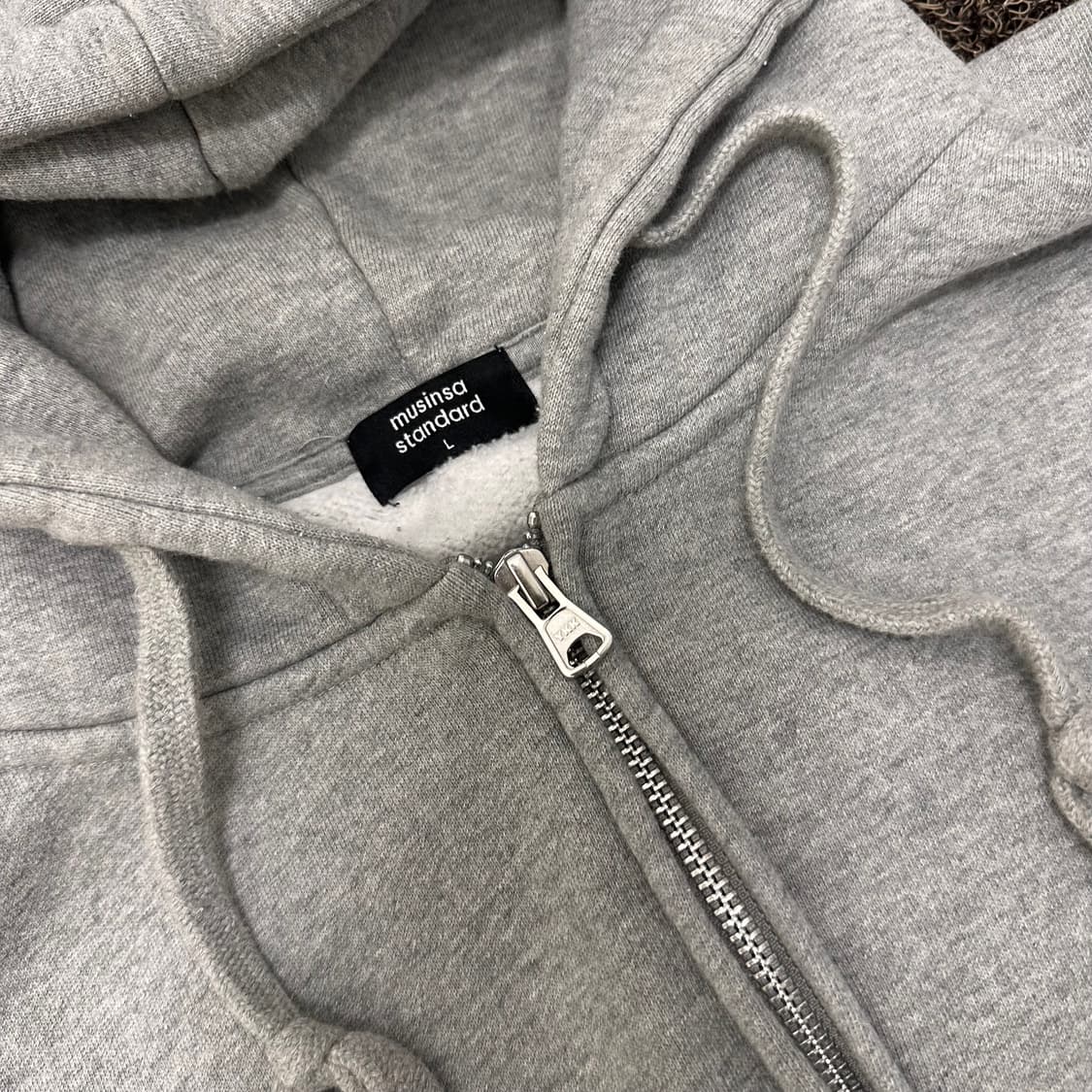무신사스탠다드 기모 후드집업 그레이 L 상품이미지2