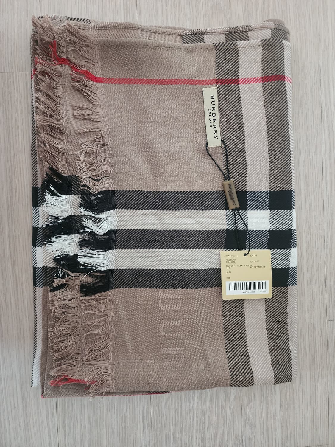 베이지 체크 머플러 상품이미지2