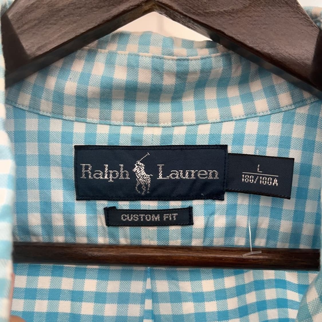 폴로 랄프로렌 커스텀핏 핑크포니 하늘체크 셔츠 L C08181 상품이미지5