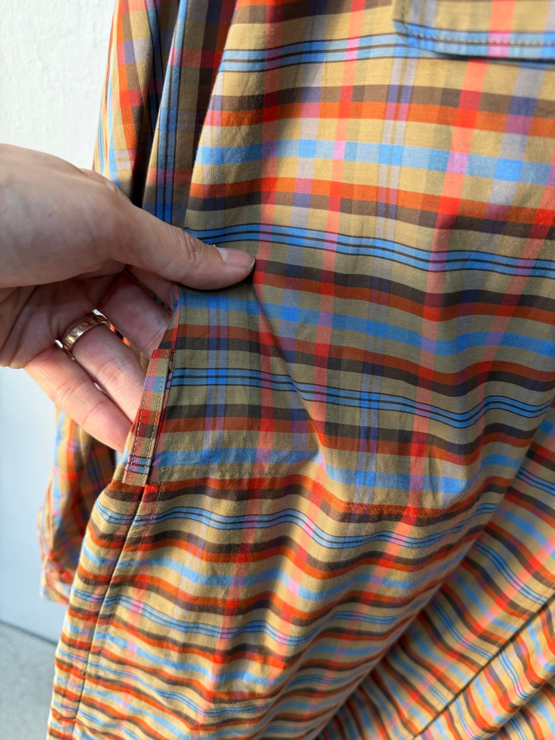 정품) 시스템 한섬 오버핏 체크 셔츠 원피스 82 상품이미지3