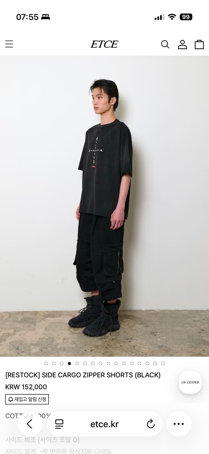 SIDE CARGO ZIPPER SHORTS (BLACK) 상품이미지5