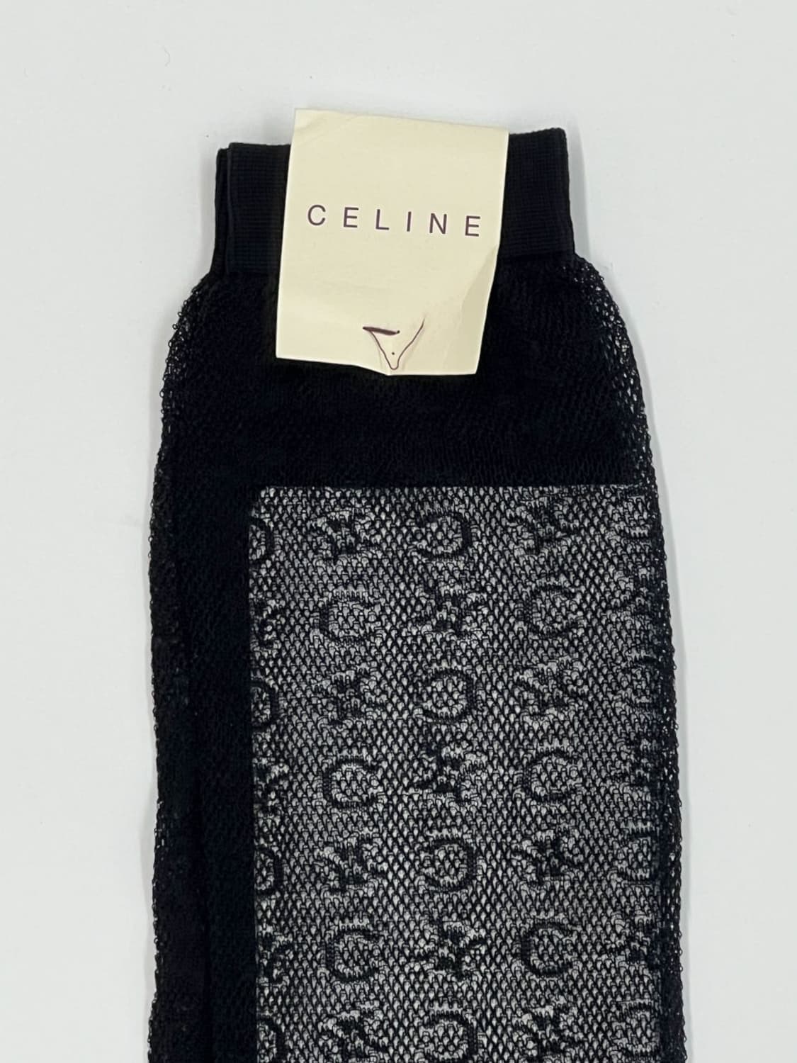 [새상품] celine / 셀린느 블랙 망사 로고 반스타킹  상품이미지1