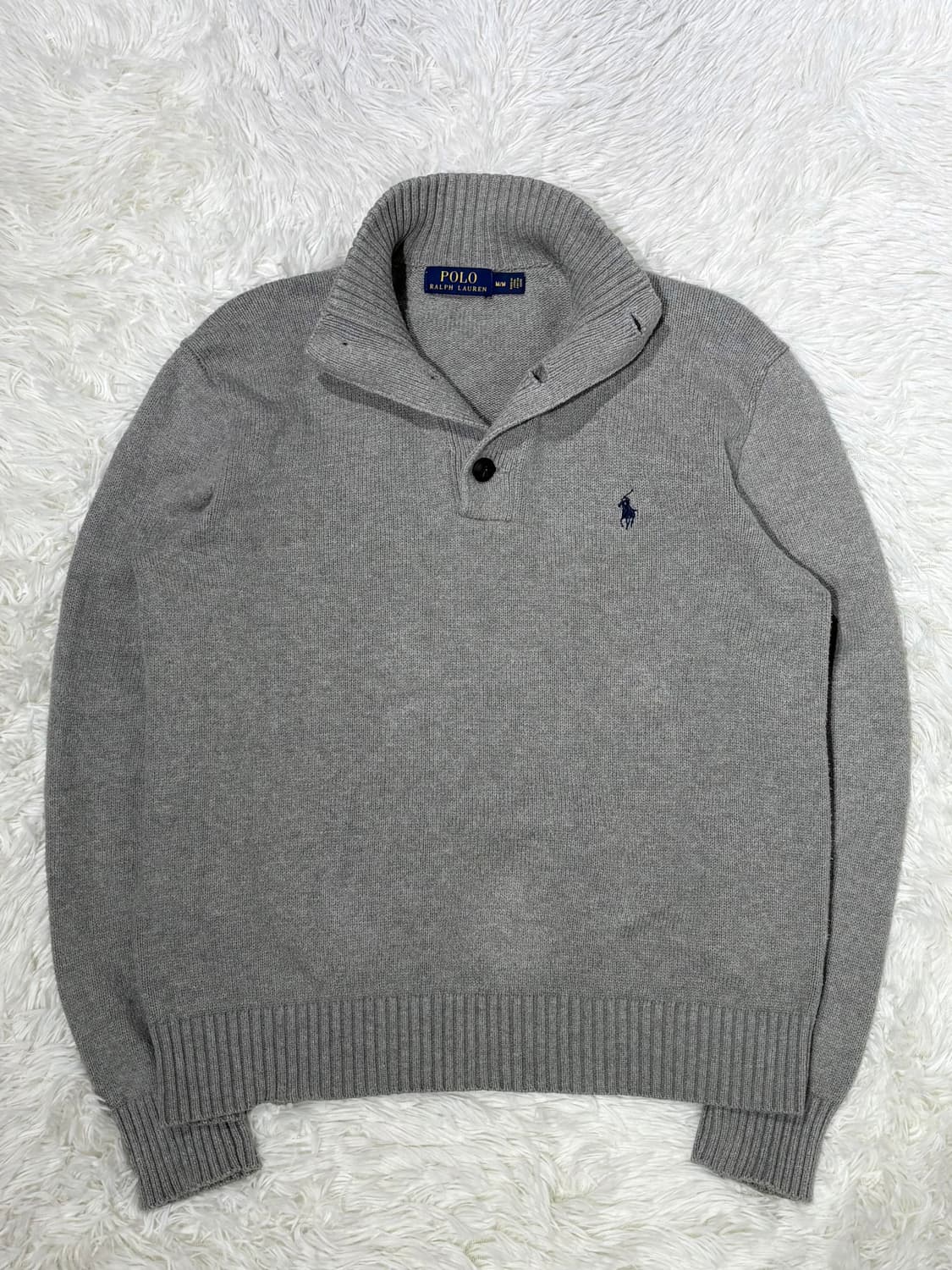 폴로랄프로렌 네이비포니 그레이 버튼 반집업 니트 상품이미지4