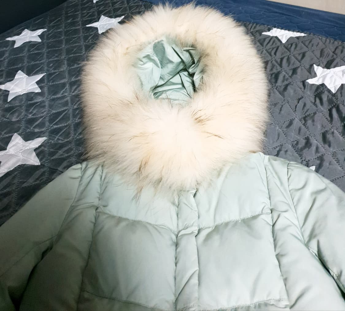 SISLEY 시슬리 덕다운 라쿤퍼 슬림핏 패딩 연한민트 (55~66) 상품이미지2