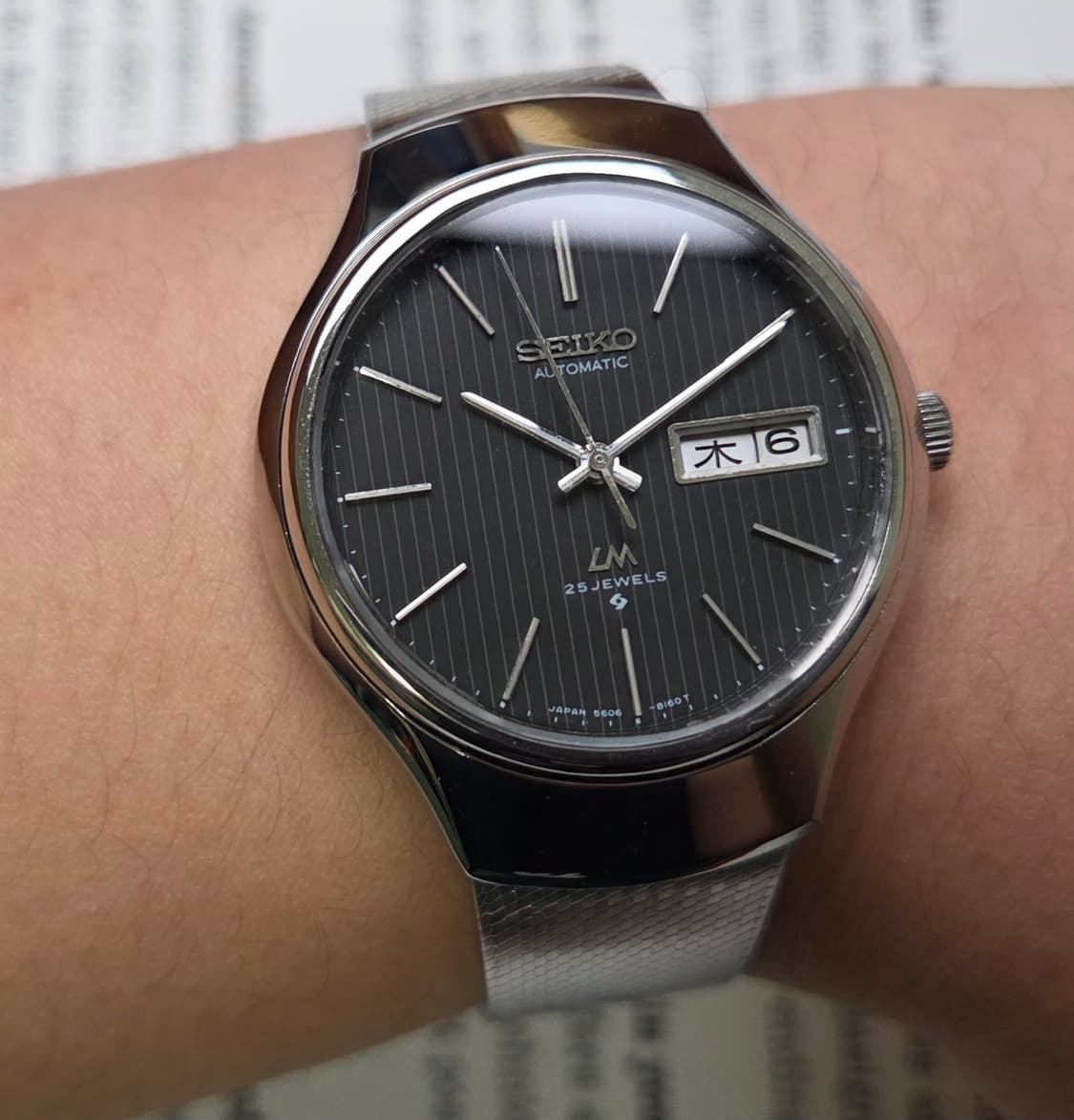 레어] 빈티지 세이코 LM로드매틱 25쥬얼 블랙 세로판 한자 데이데이트 상품이미지10
