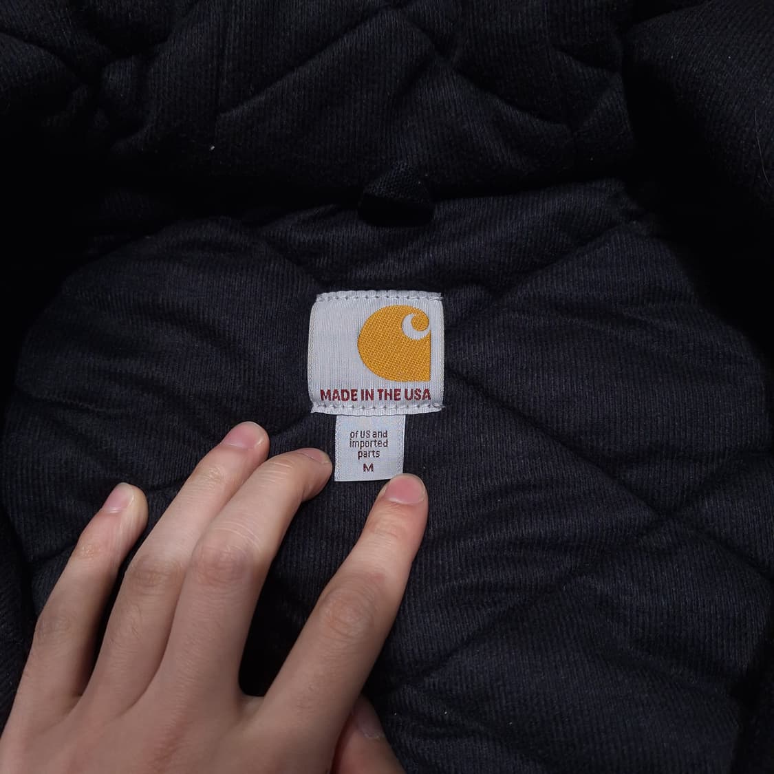 칼하트 J140 피그먼트블랙 덕캔버스 이너퀼팅 액티브자켓 후드집업 상품이미지8