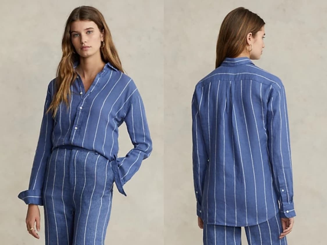 폴로 스트라이프 린넨셔츠 여성 상품이미지5