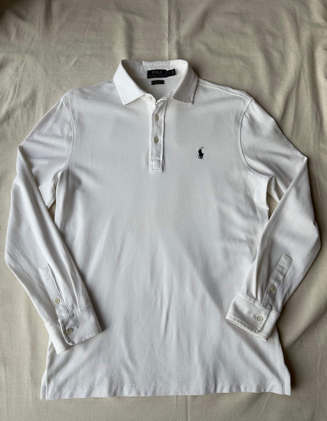 폴로 랄프로렌 화이트 긴팔 카라티 피케 폴로셔츠 M 상품이미지1