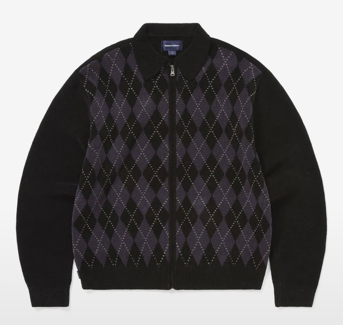 [XL] 디스이즈네버댓 아가일 니트 집업 가디건 블랙 상품이미지1