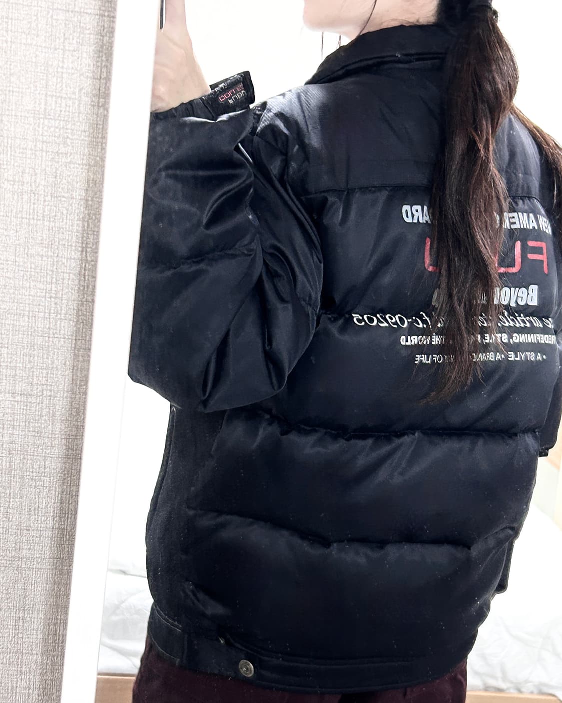 후부 빅로고 데님 배색 덕다운 패딩 상품이미지2