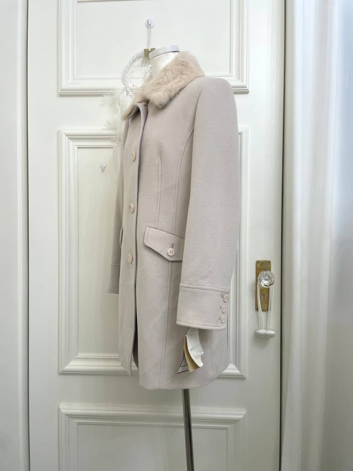 sheer pink basic fur pocket coat 상품이미지2