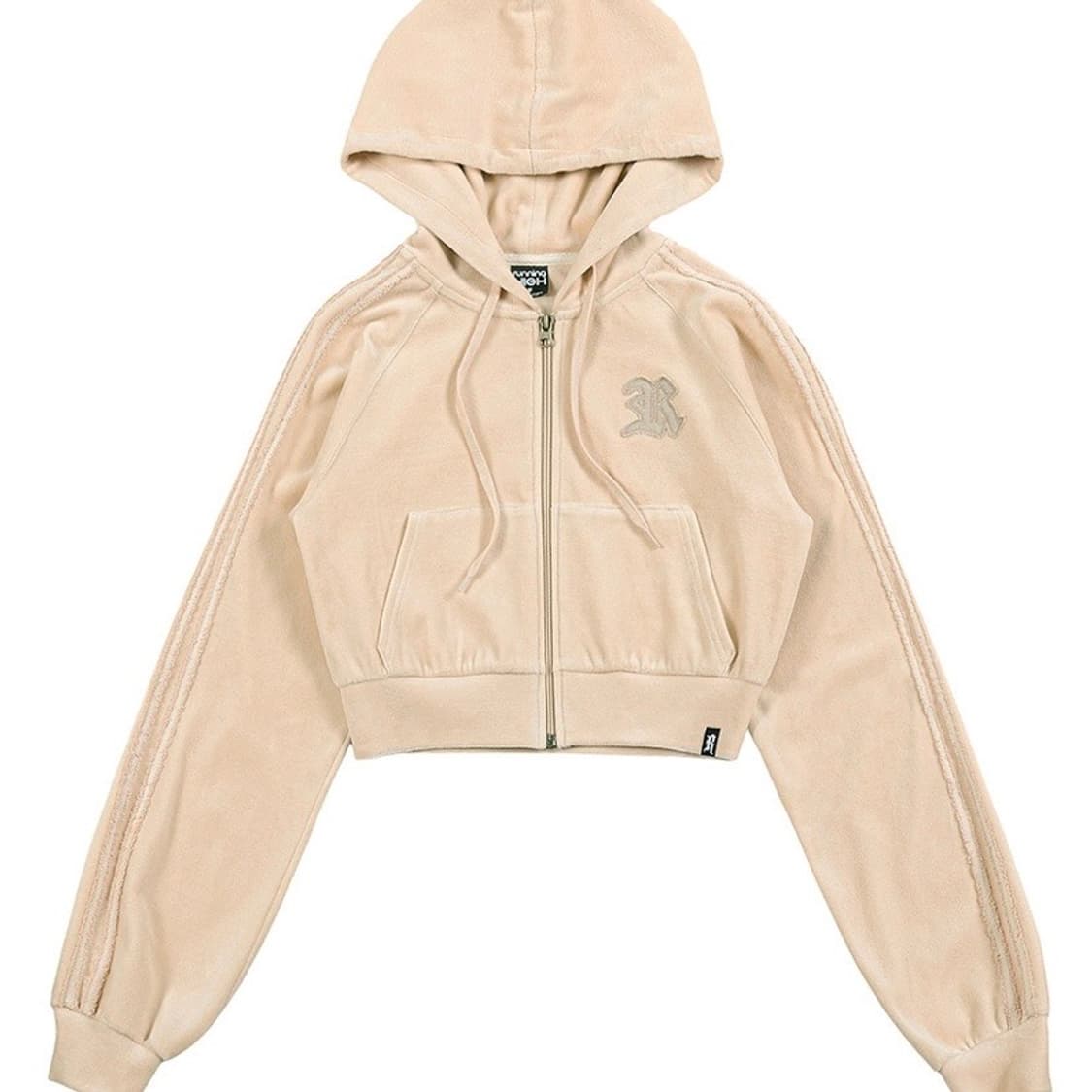 러닝하이 FRINGE EMBROIDERY 벨벳 후드집업 트레이닝 상품이미지1