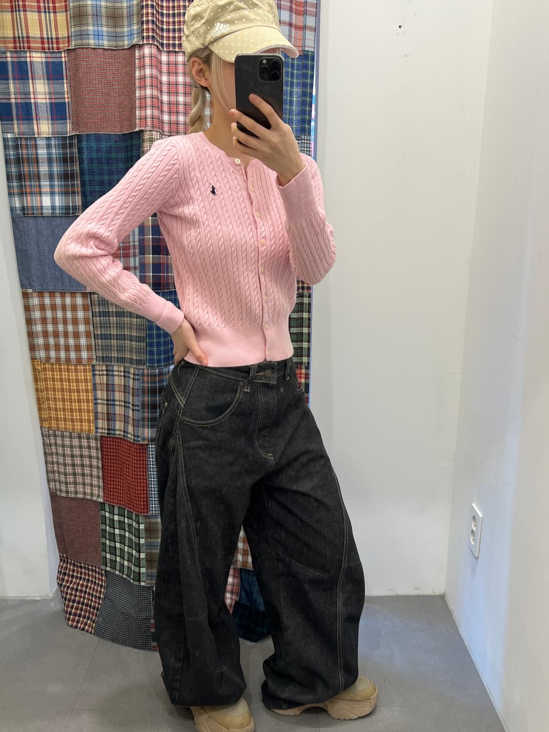 폴로 딸기우유 꽈배기 니트 카디건 상품이미지3