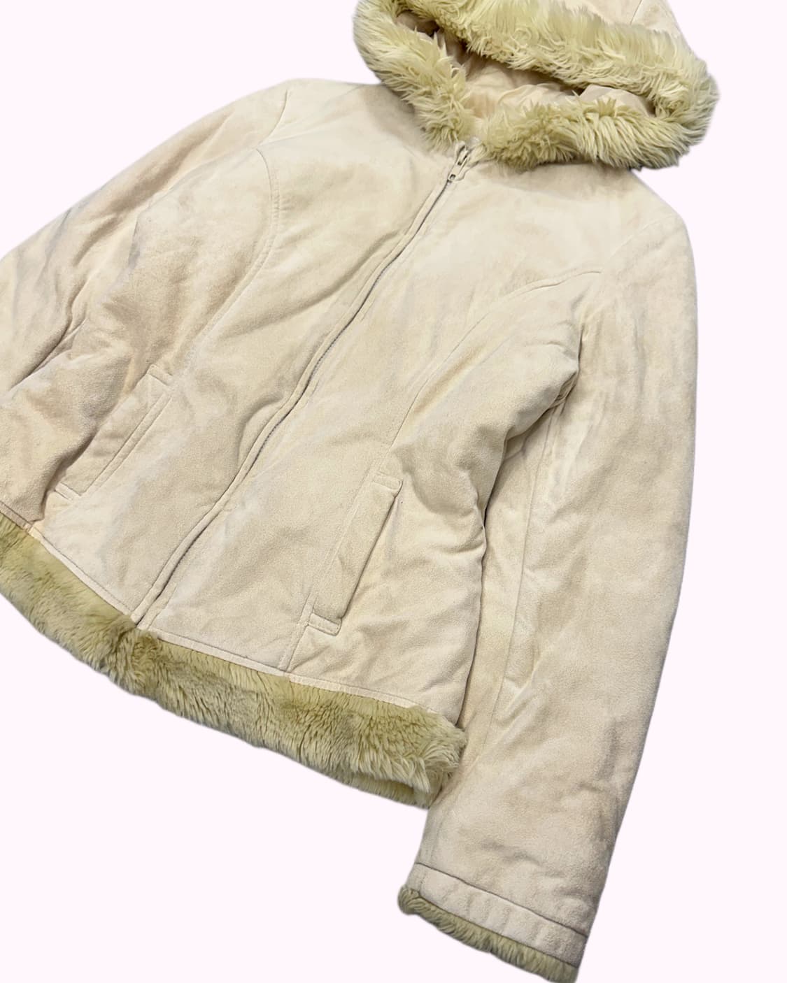 light beige shearling hood jacket 상품이미지2
