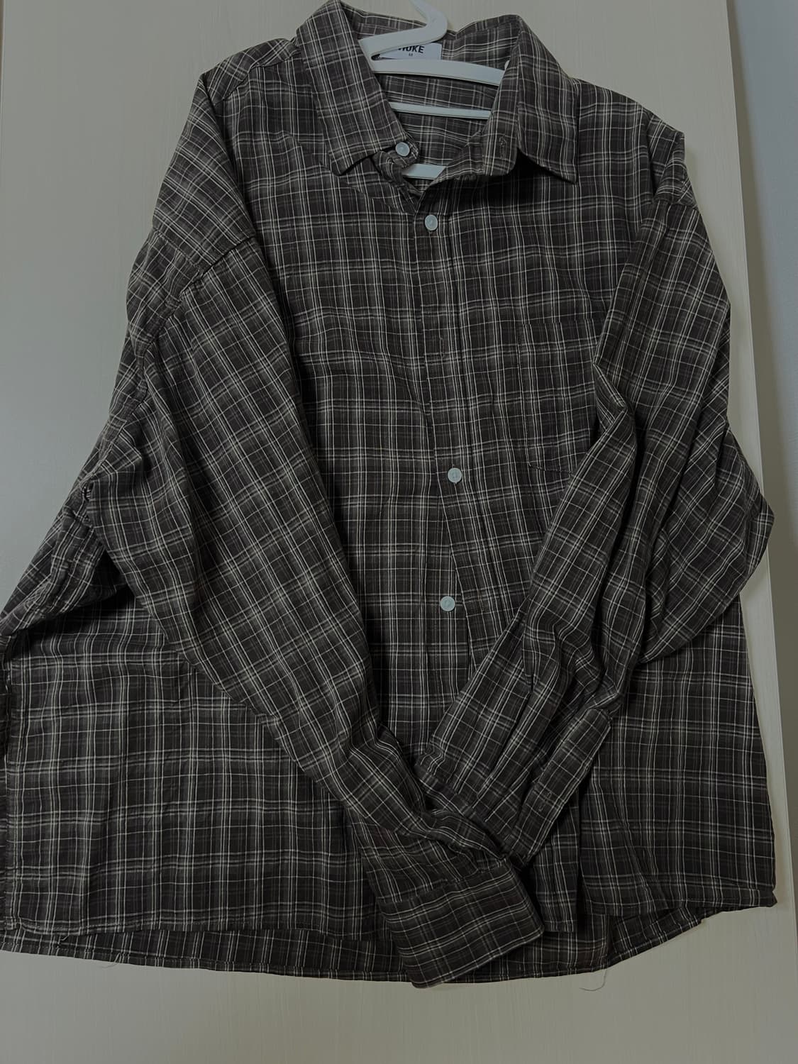 빈티지 워싱 브라운 체크셔츠 상품이미지2