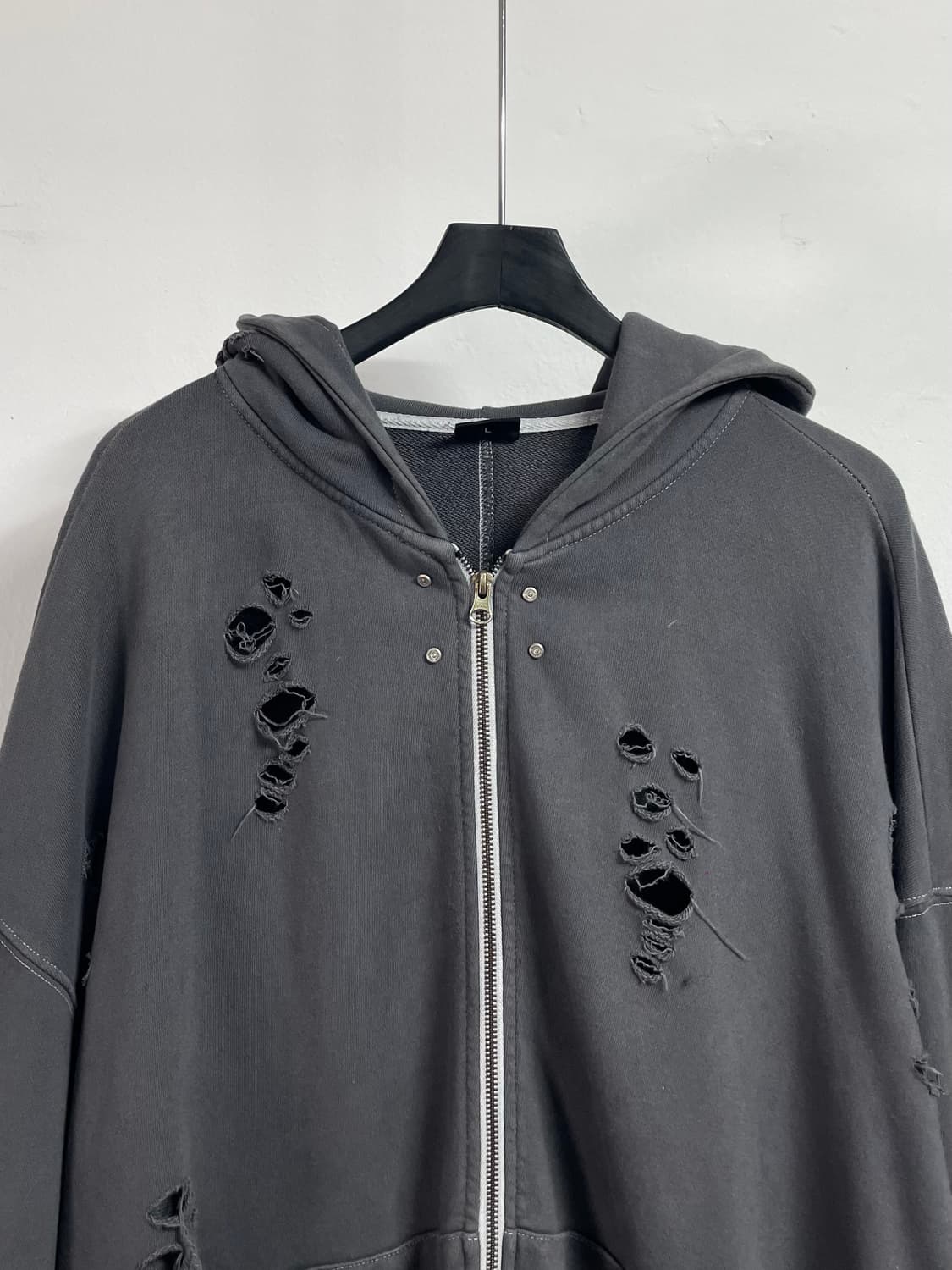 VTG 그레이 디트로이트 박시핏 후드집업 (on.418) 상품이미지2