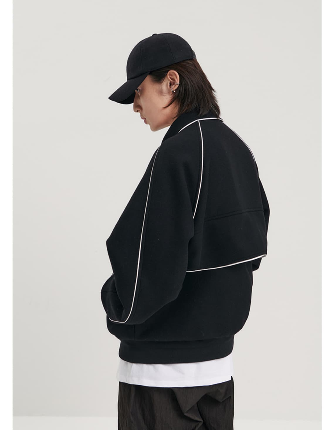 디앤에스알 라인 바시티 헤비 울 자켓 블랙 L 상품이미지2