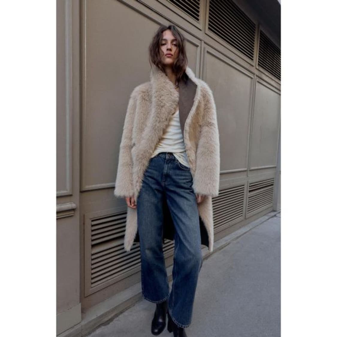 ZARA 자라 페이크 퍼 더블 페이스드 리버시블 양면 롱 코트 상품이미지4