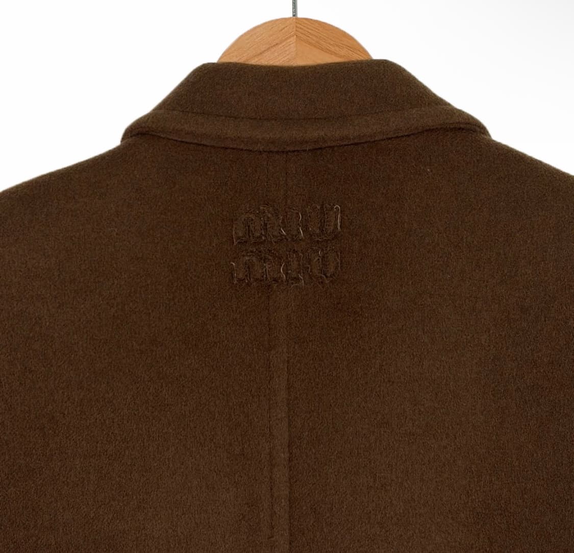 [38] 미우미우 24fw 버진 울 더블 브레스티드 롱 코트 자켓 브라운 상품이미지6