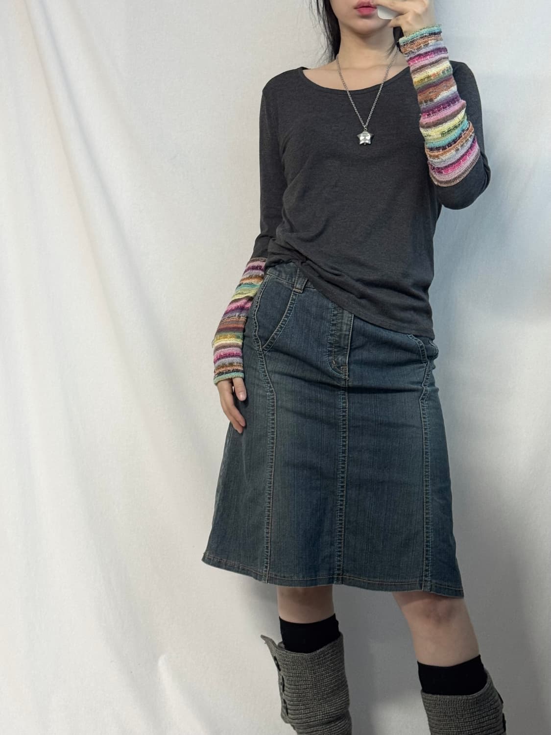 버튼 패턴 포켓 가디건 멀티 슬리브 티 2pcs SET 상품이미지4