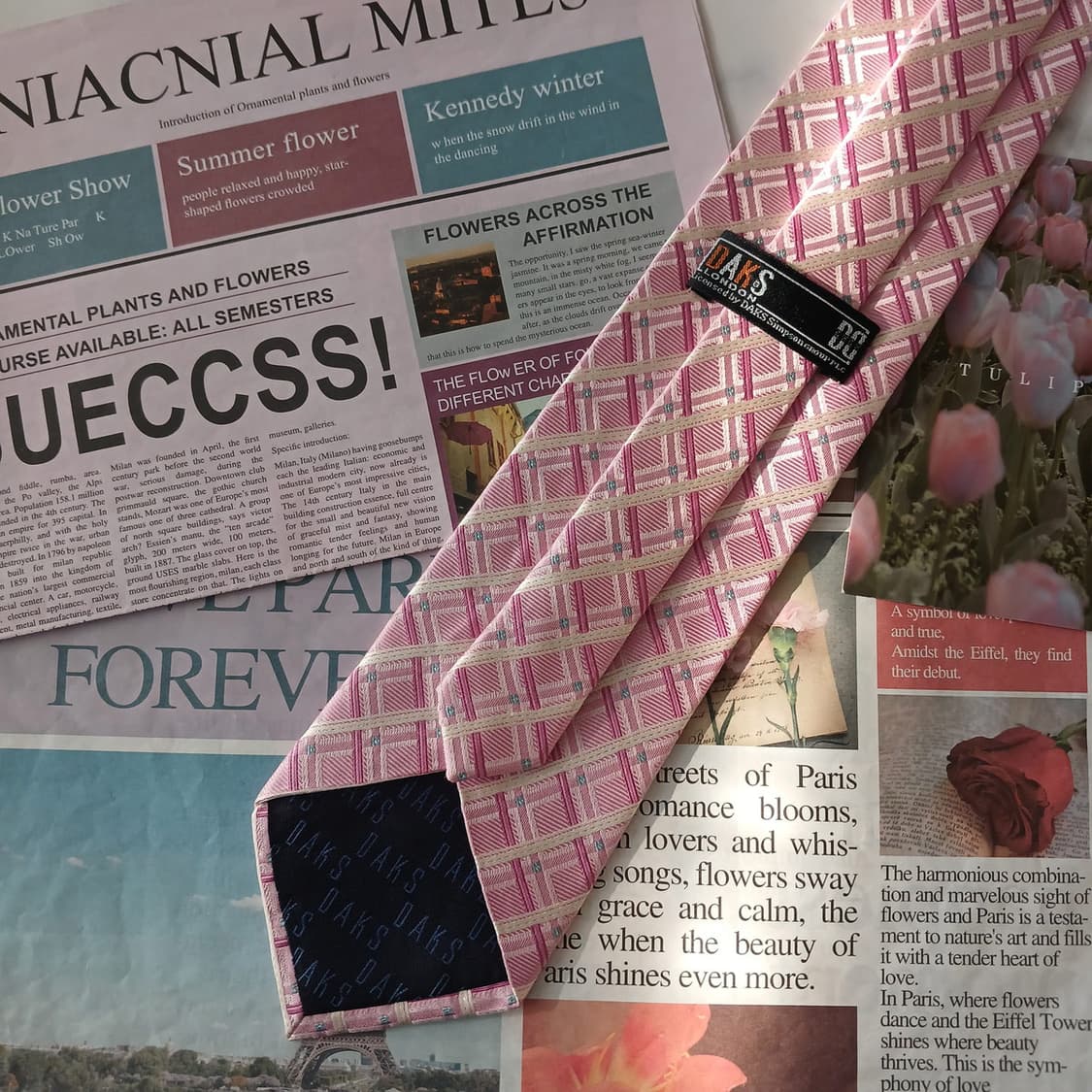 닥스 실크 핑크 체크 패턴 넥타이 9.5cm A+등급 A18989
 상품이미지4