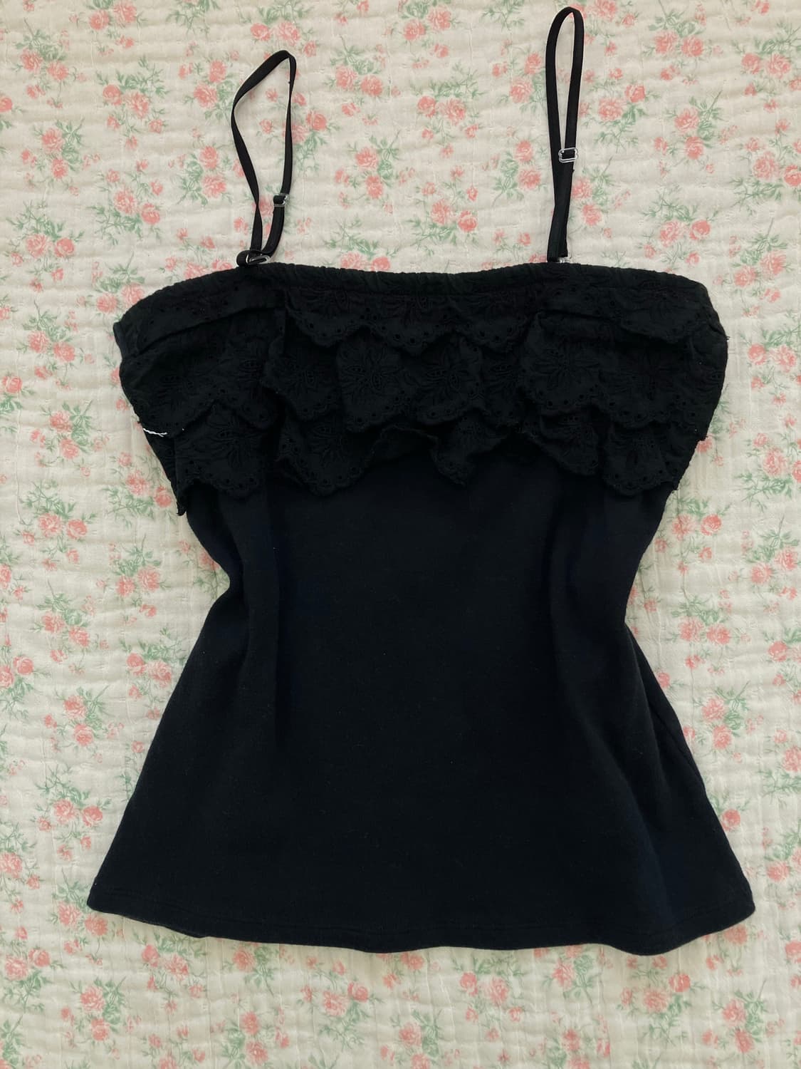 빈티지 블랙 레이스 탑 나시 1042 y2k 스트릿 갸루 펑키 일본빈티지 상품이미지6