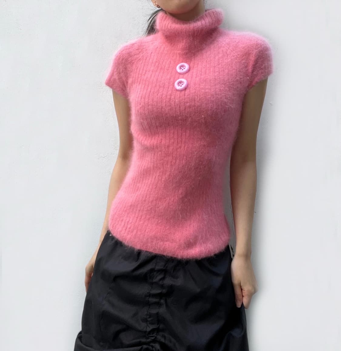 Angora pink button knit 상품이미지5