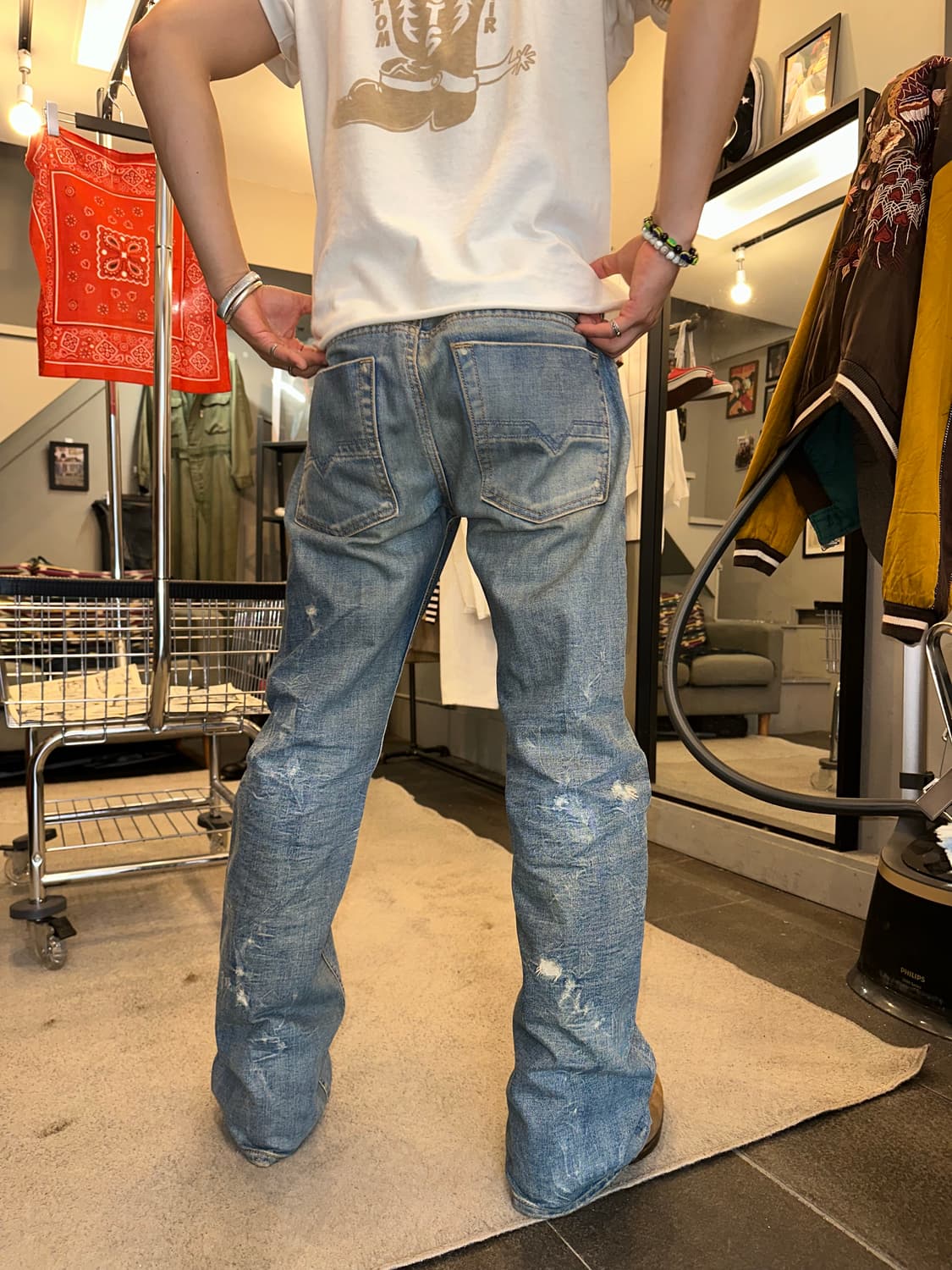 00’s Diesel zatiny repair boots denim 상품이미지3