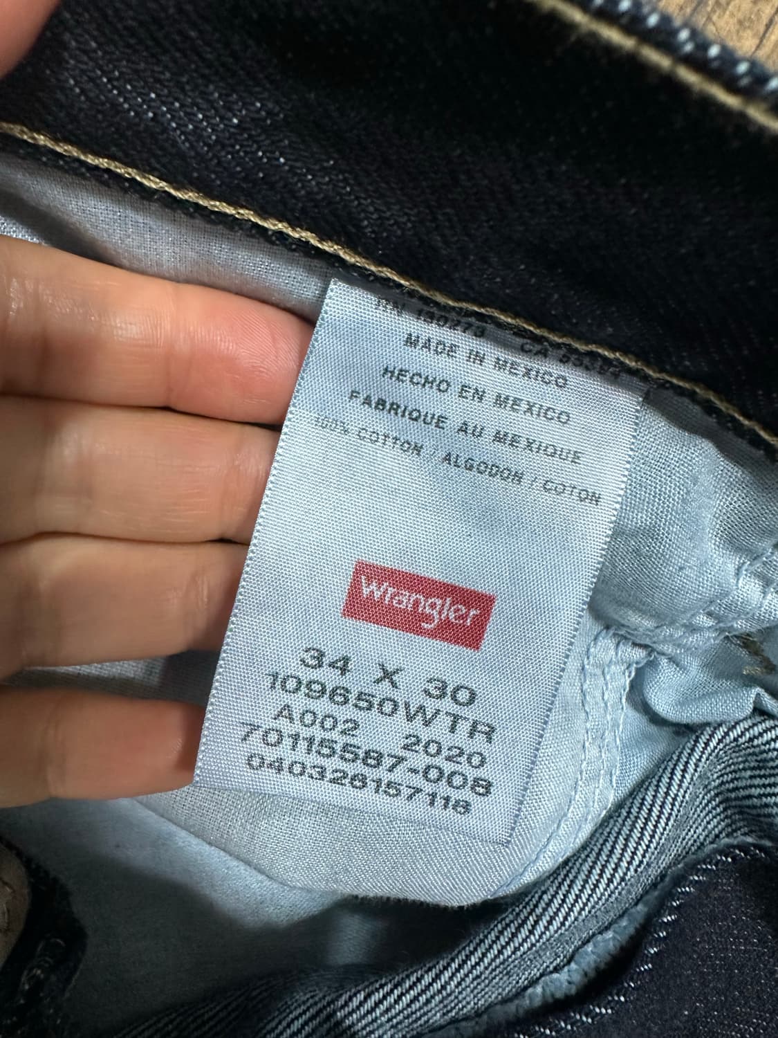 Wrangler 생지 데님 팬츠 34x30 상품이미지6