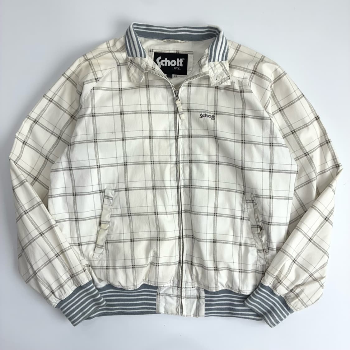 Schott  쇼트 90,s 화이트체크 블루종 자켓  상품이미지1