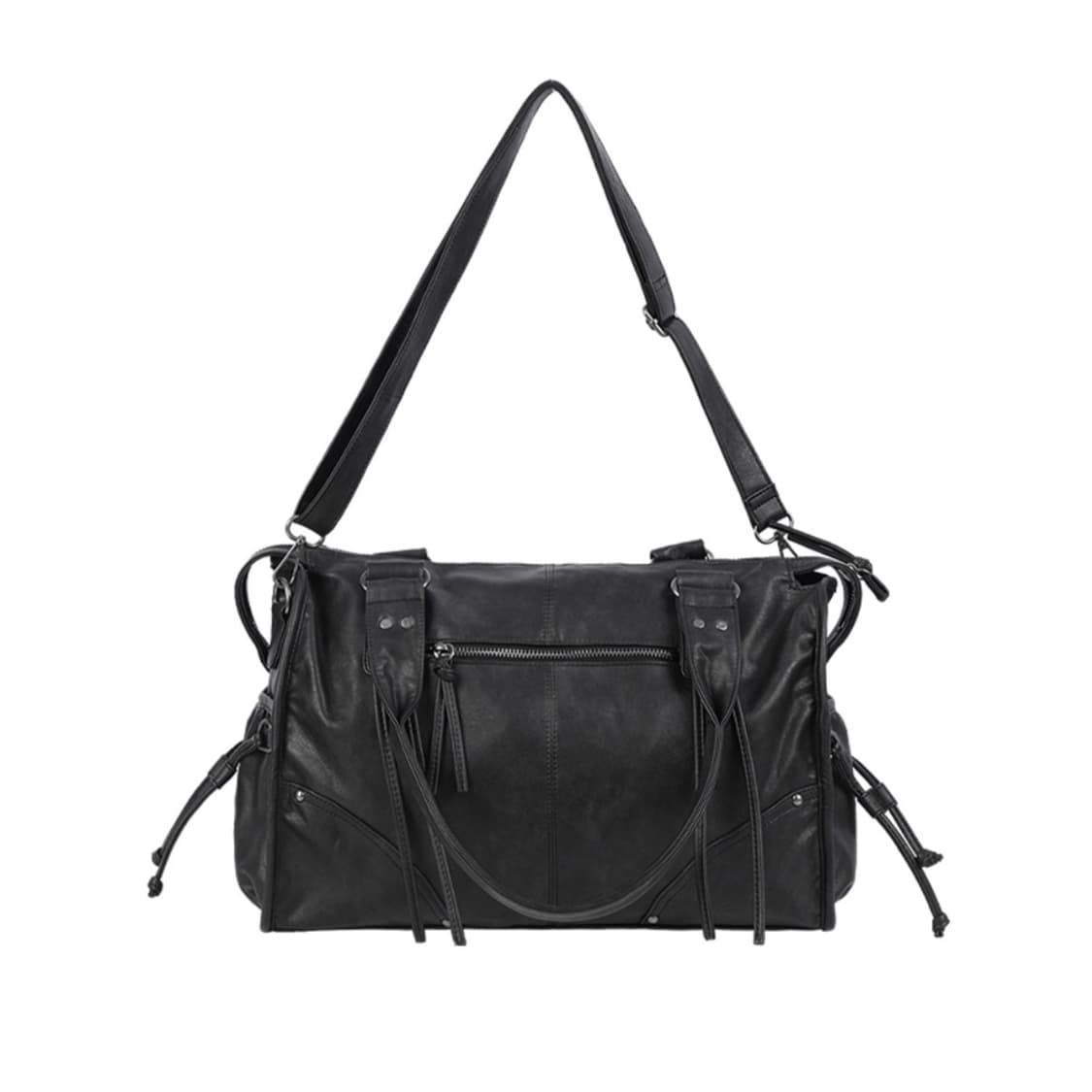 팬시클럽 벨티드 워싱 레더백 (BLACK)  상품이미지2