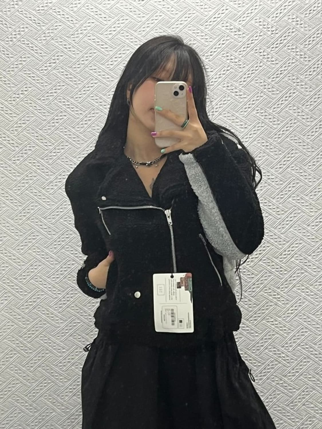 로맨틱크라운 유니크 배색 크롭 양털 무스탕 S C06708 상품이미지1