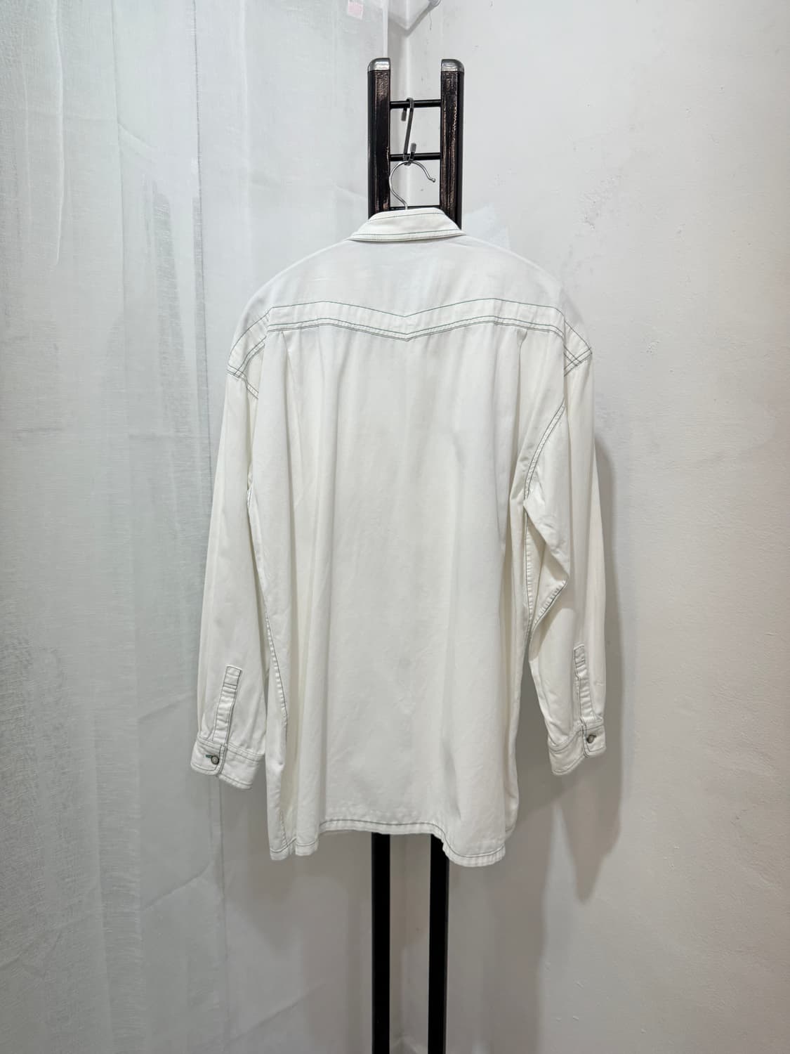 일본빈티지 와펜 스티치 화이트셔츠 흰색셔츠 오버핏셔츠 2740 상품이미지5