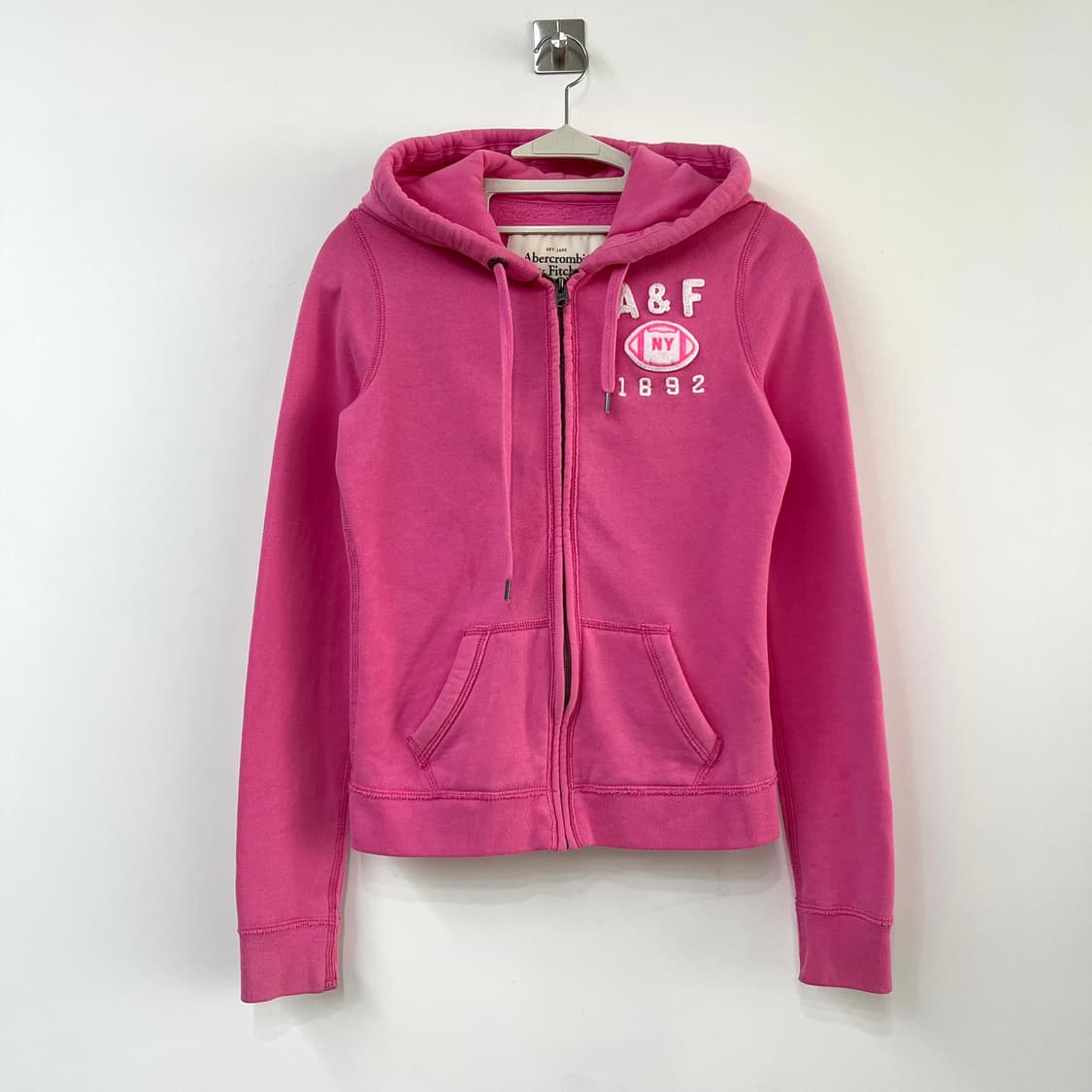 아베크롬비 딱붙핏 자수로고 핑크 후드집업 상품이미지2
