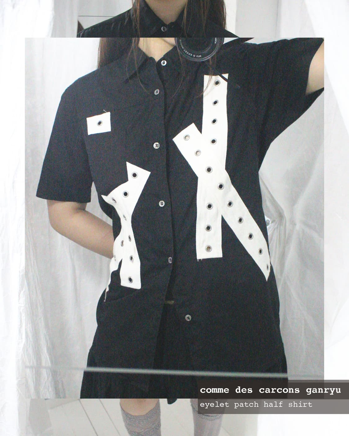 eyelet patch half shirt 상품이미지1
